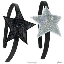 Cerchietto Plastica e Raso con Stelle Di Paillettes